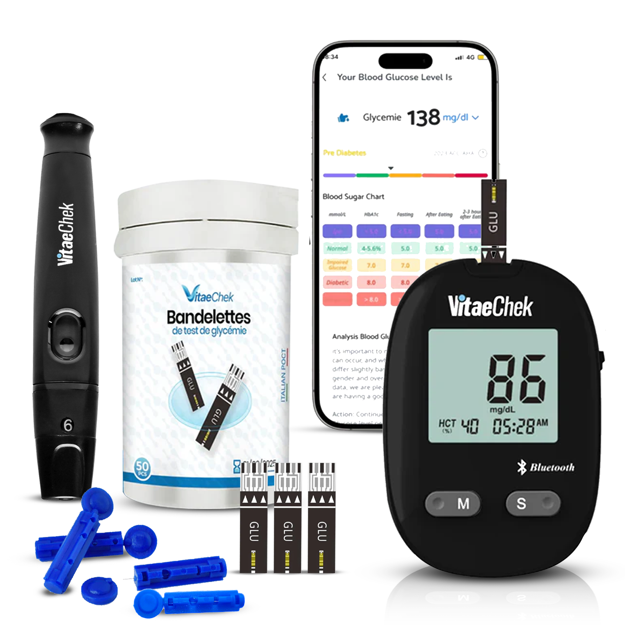Kit Glucometro Intelligente VitaeChek G1 Pro – App Bluetooth