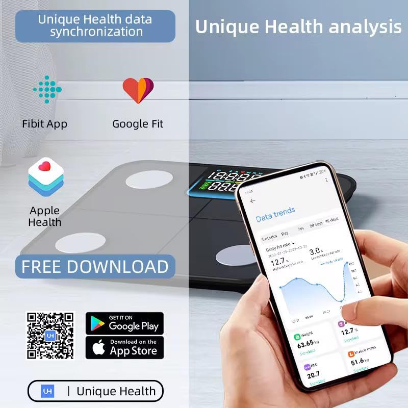 bilancia intelligente il bilanciamento del corpo cardiaco ITO vetro elettrico per pesare la bilancia del grasso corporeo App gratuita