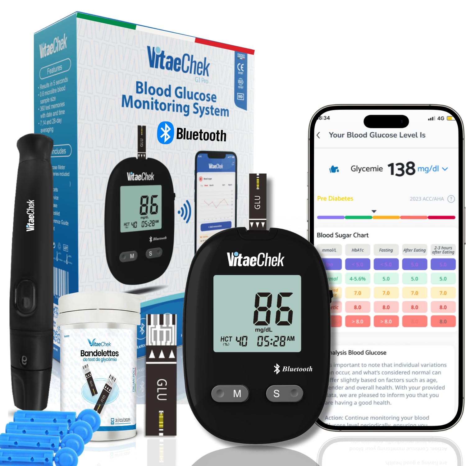 G1 Pro Glucometro bluetooth