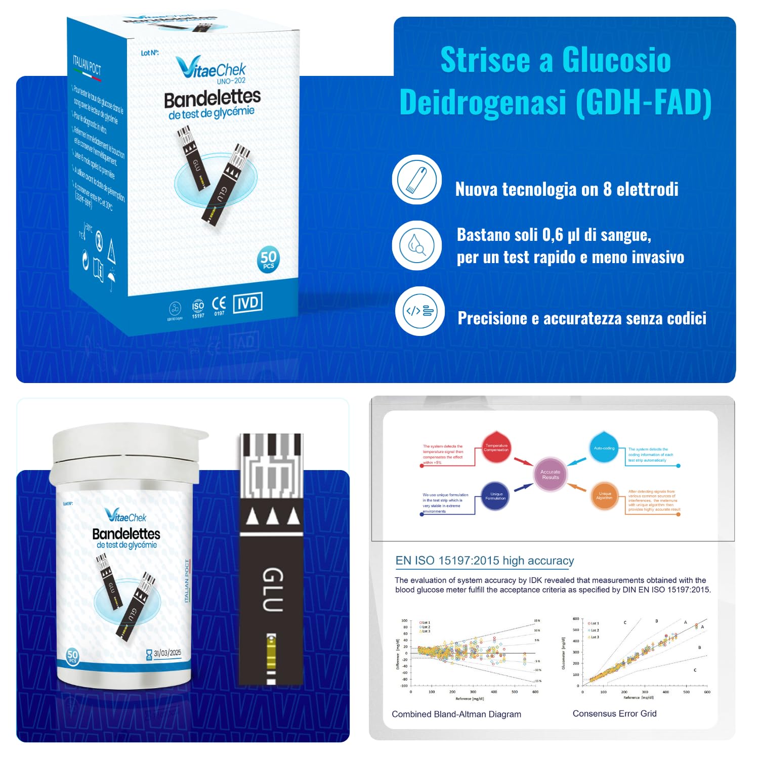 VitaeChek GDH-FAD Blood Glucose Test Strips 50ct