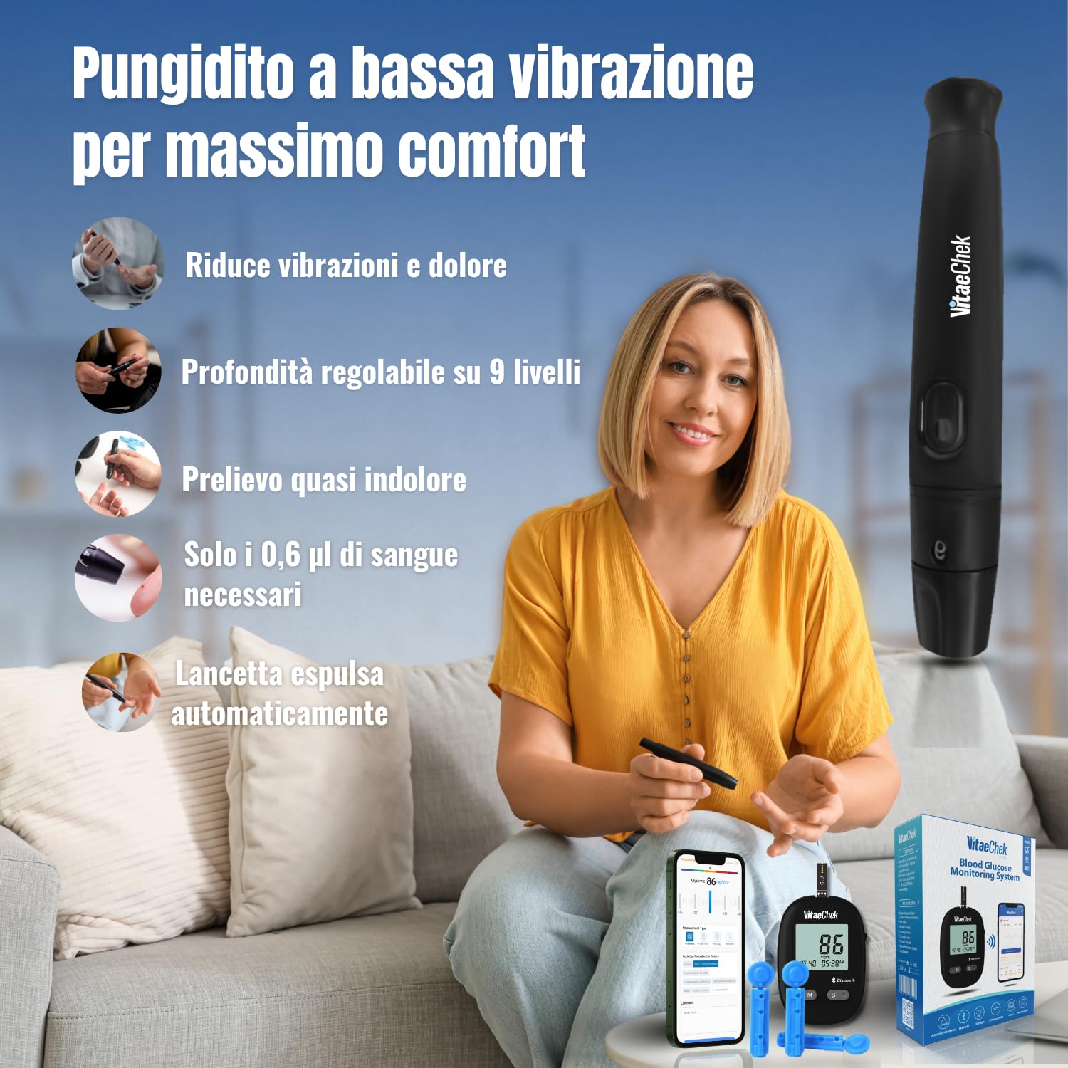 Misuratore glicemia Bluetooth ad alta precisione GDH-FAD – VitaeChek G1 Pro