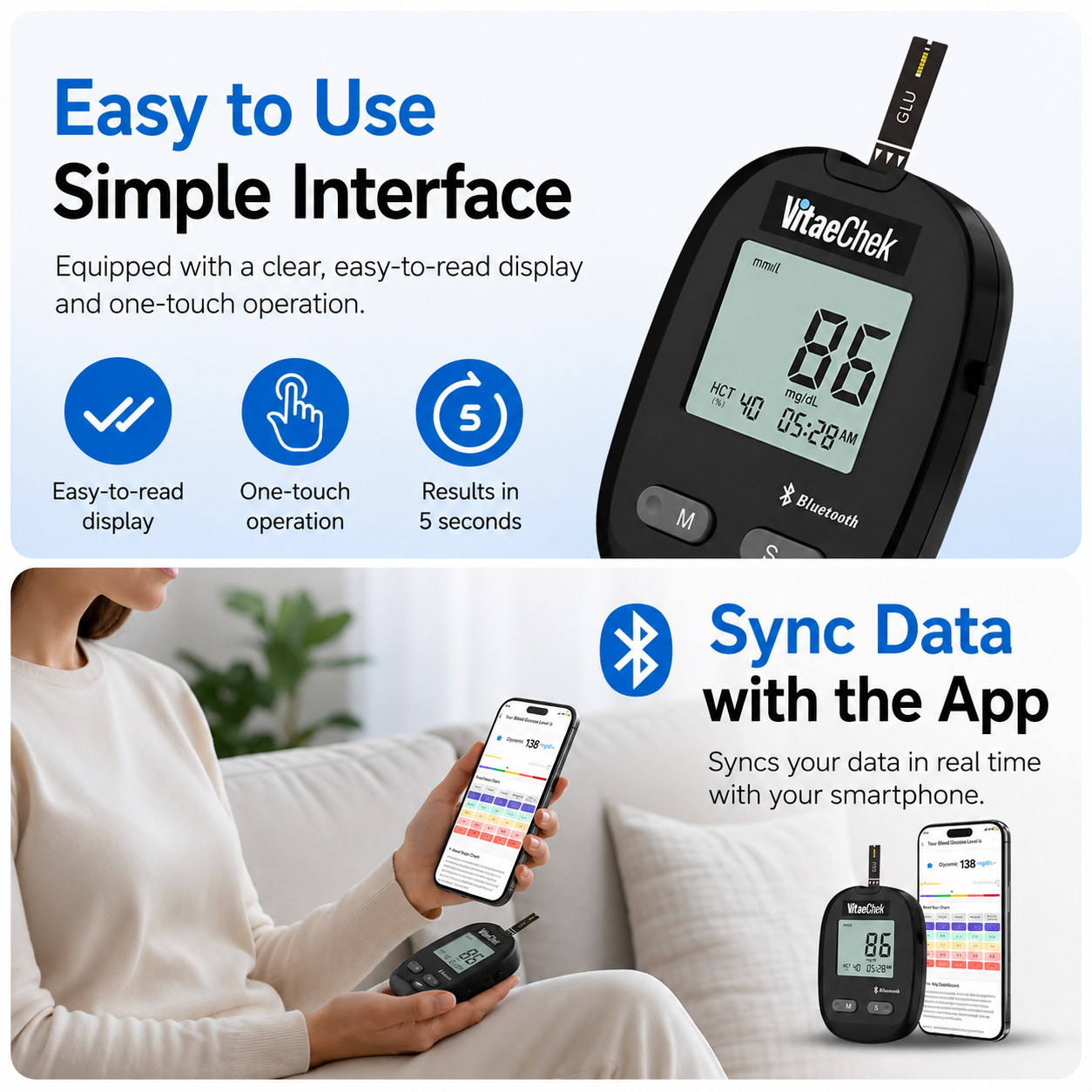 Kit Glucometro Intelligente VitaeChek G1 Pro – App Bluetooth