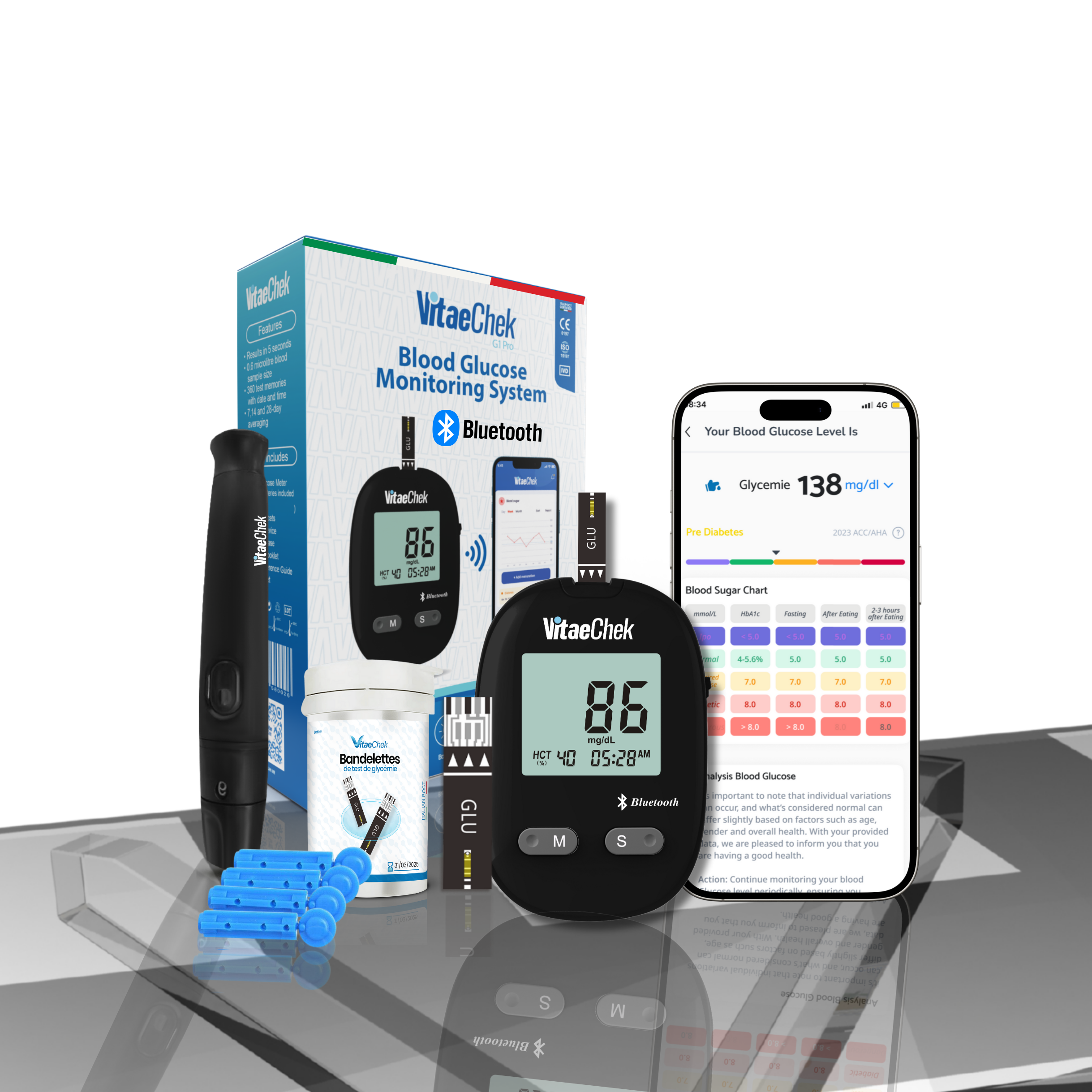 High-precision GDH-FAD Bluetooth blood glucose meter – VitaeChek G1 Pro