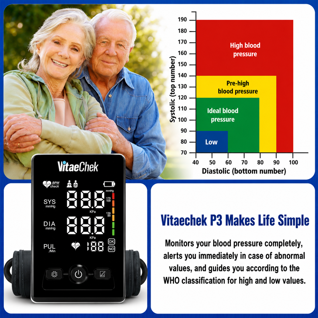 Misuratore di pressione da braccio smart VitaeChek P3