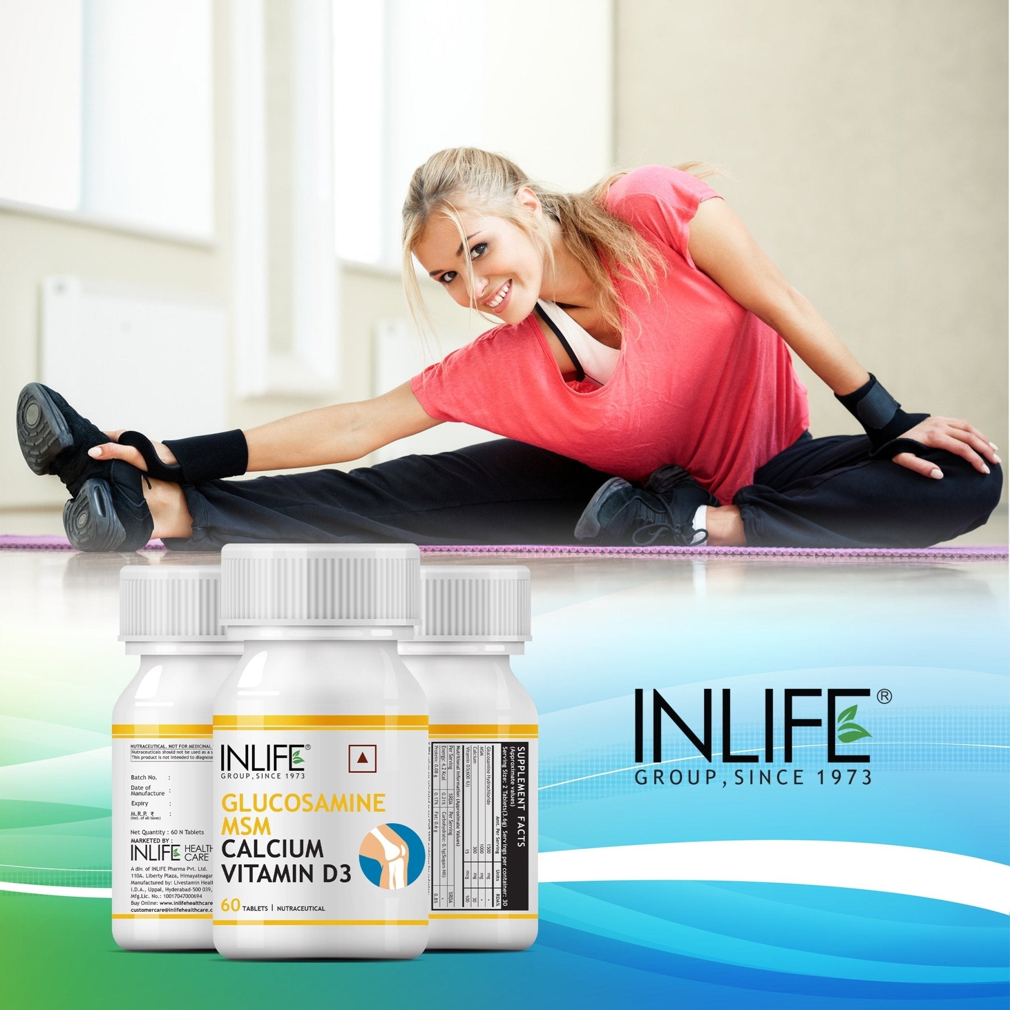 Glucosamine + MSM + Calcium + D3 — 60 comprimés