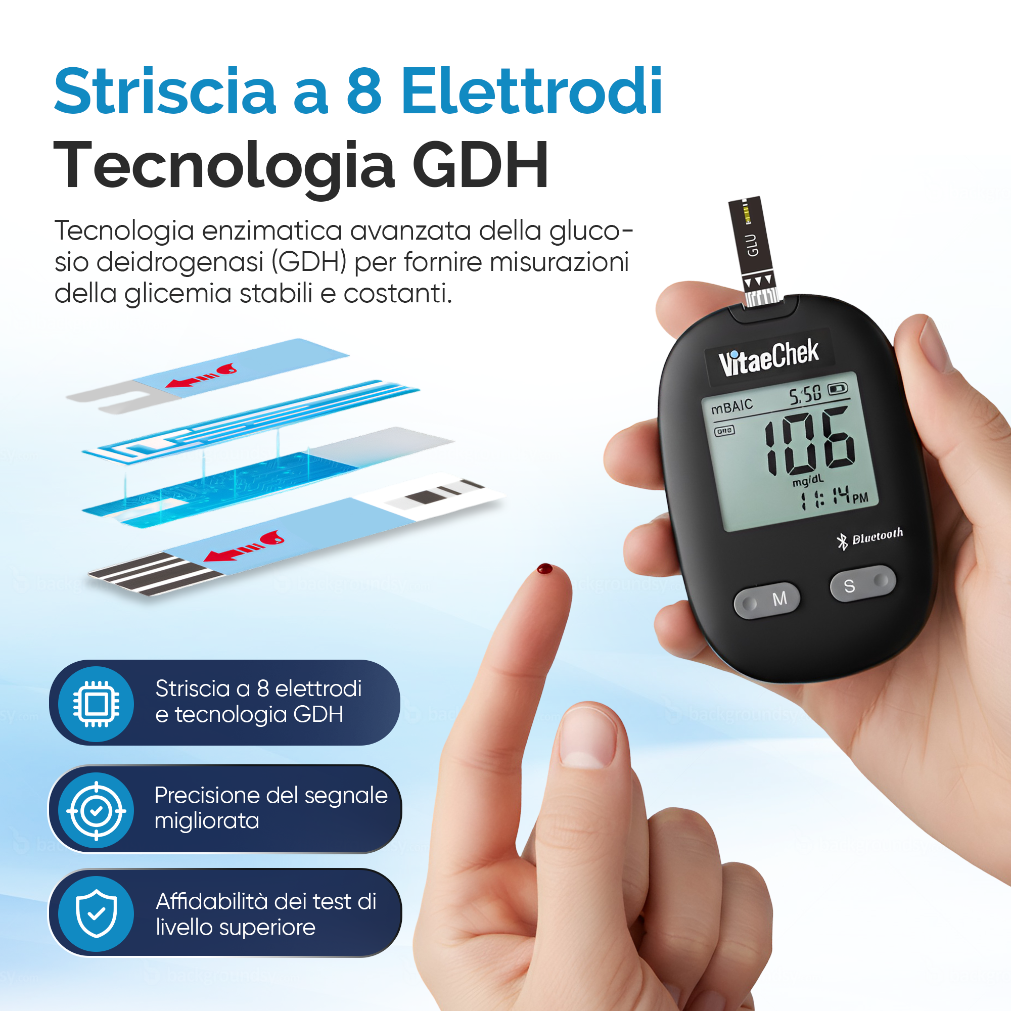 VitaeChek G1 Pro – Dispositivo Bluetooth per monitoraggio personale quotidiano con app