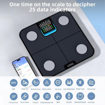 bilancia intelligente il bilanciamento del corpo cardiaco ITO vetro elettrico per pesare la bilancia del grasso corporeo App gratuita