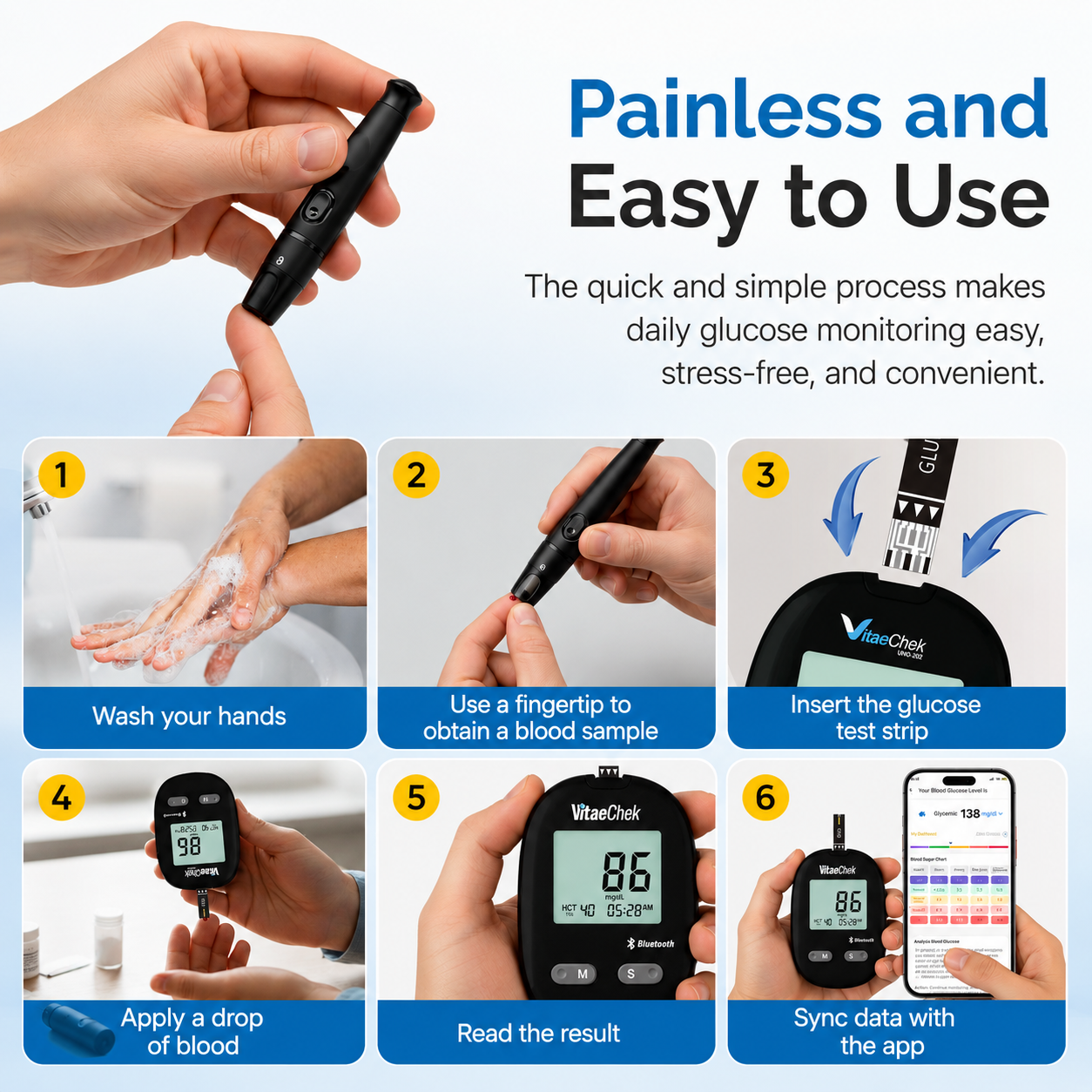 Kit Glucometro Intelligente VitaeChek G1 Pro – App Bluetooth