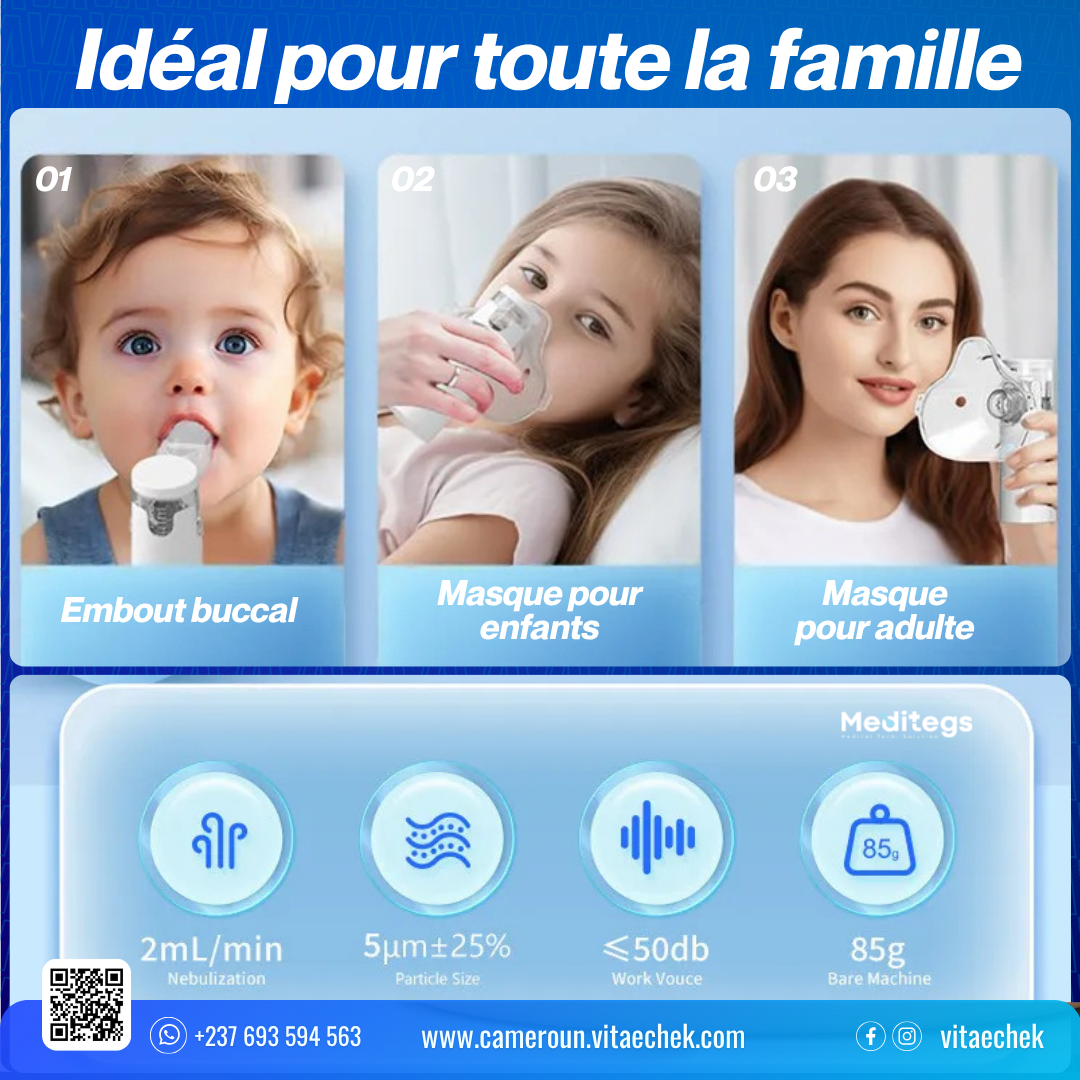 AeroMist — idéal pour toute la famille : embout buccal, masque enfant, masque adulte