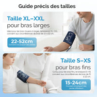 Guide des tailles : XL-XXL 22-52 cm et S-XS 15-24 cm