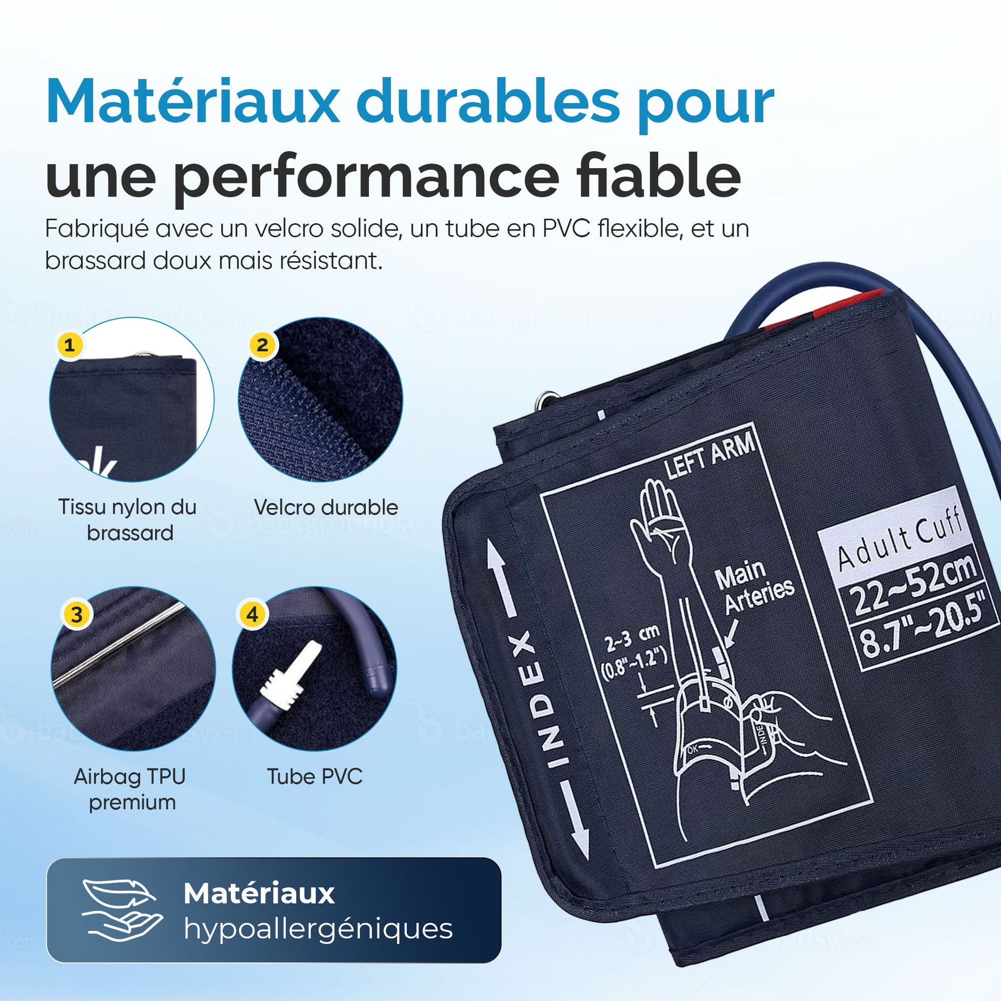 Matériaux durables : nylon, velcro solide, airbag TPU, tube PVC, hypoallergénique