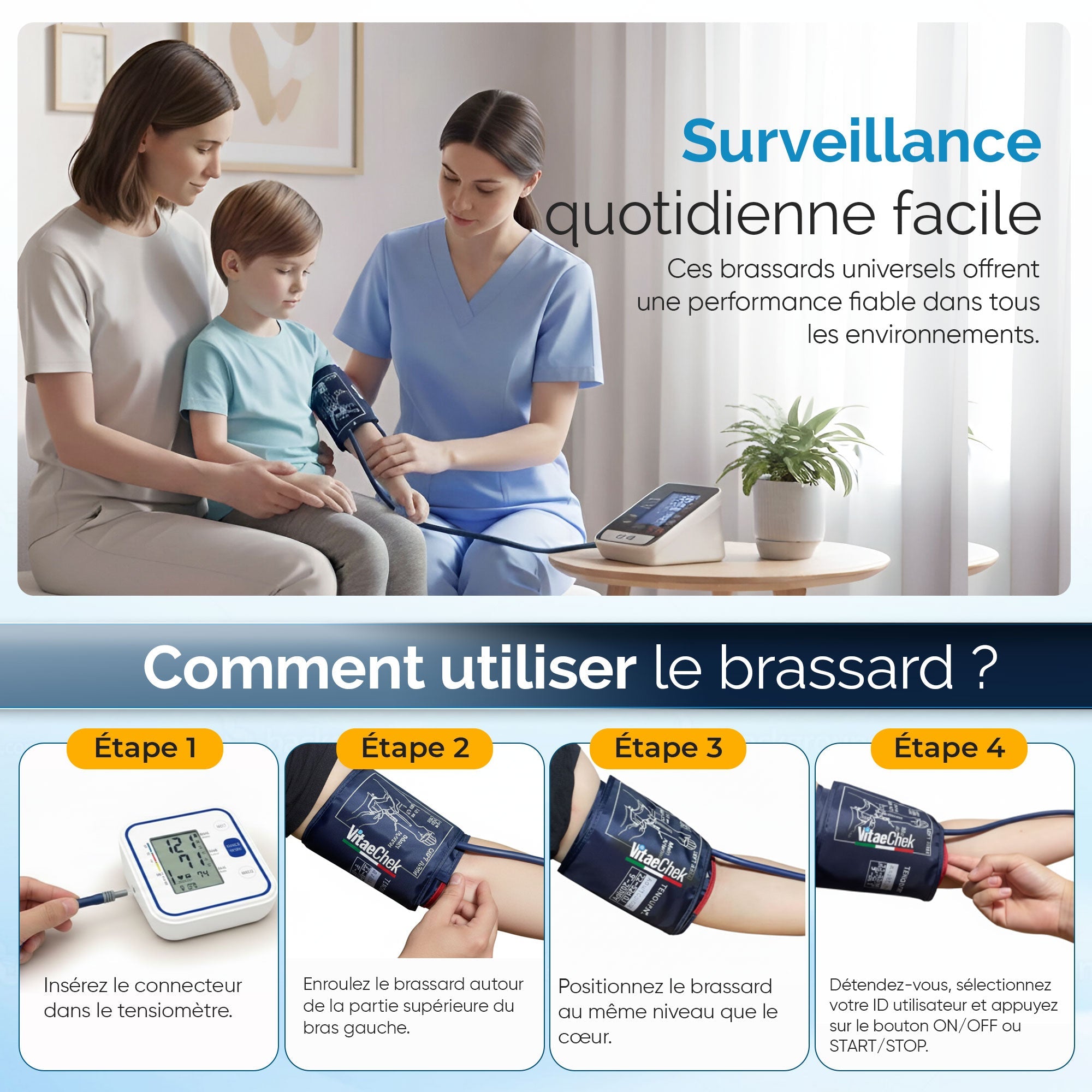 Surveillance quotidienne facile : comment utiliser le brassard en 4 étapes